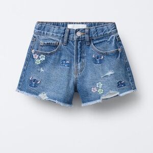 Zara Blue Embroidered Kids Shorts